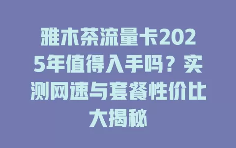 雅木茶流量卡2025年值得入手吗？实测网速与套餐性价比大揭秘