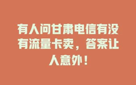 有人问甘肃电信有没有流量卡卖，答案让人意外！