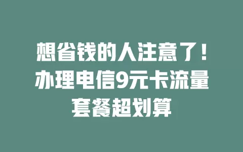 想省钱的人注意了！办理电信9元卡流量套餐超划算