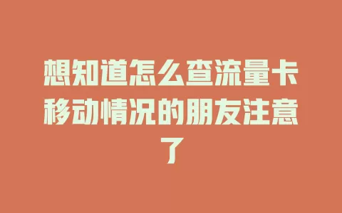 想知道怎么查流量卡移动情况的朋友注意了