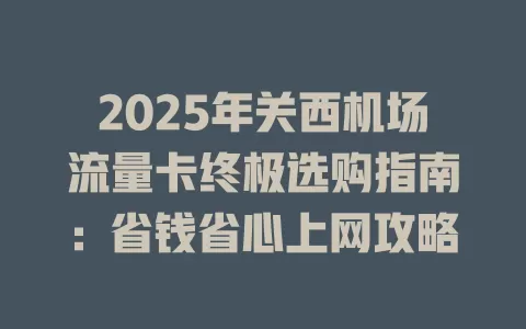 2025年关西机场流量卡终极选购指南：省钱省心上网攻略