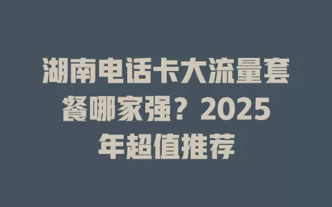 湖南电话卡大流量套餐哪家强？2025年超值推荐