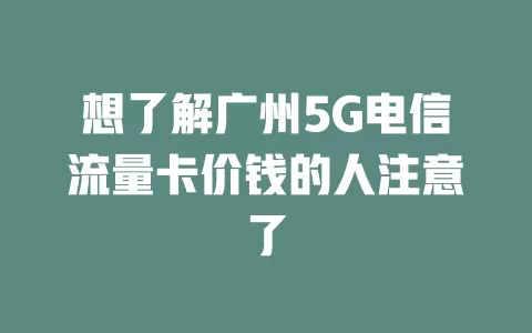 想了解广州5G电信流量卡价钱的人注意了