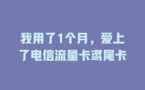 我用了1个月，爱上了电信流量卡鸢尾卡