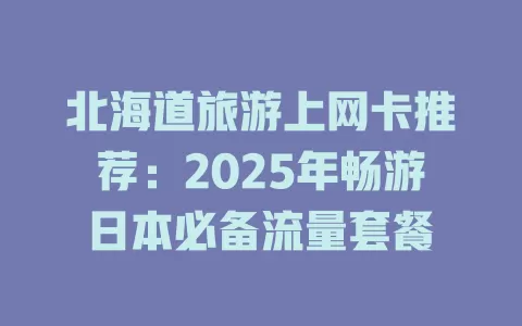 北海道旅游上网卡推荐：2025年畅游日本必备流量套餐