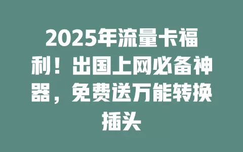 2025年流量卡福利！出国上网必备神器，免费送万能转换插头