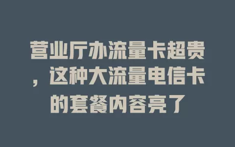 营业厅办流量卡超贵，这种大流量电信卡的套餐内容亮了