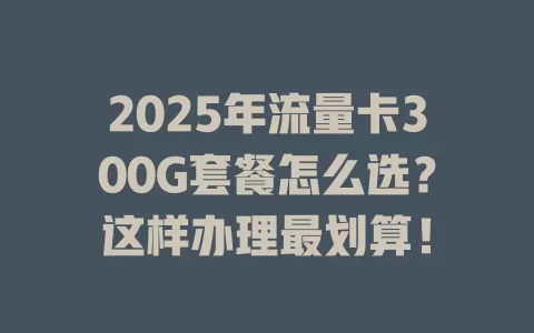 2025年流量卡300G套餐怎么选？这样办理最划算！