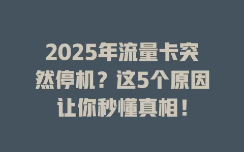 2025年流量卡突然停机？这5个原因让你秒懂真相！
