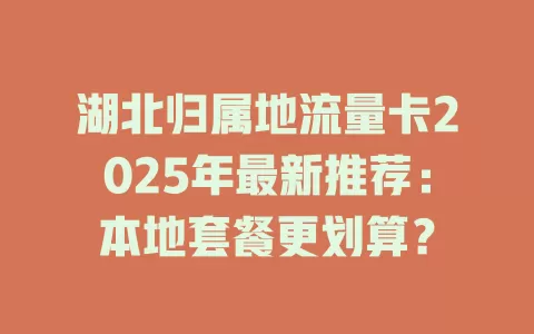 湖北归属地流量卡2025年最新推荐：本地套餐更划算？