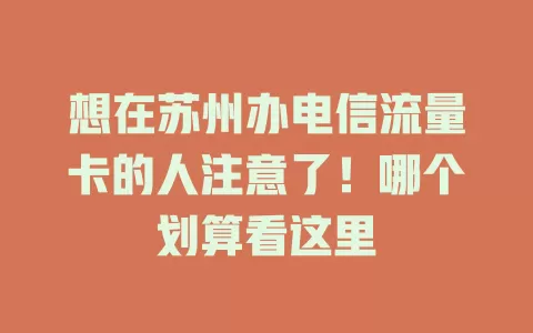 想在苏州办电信流量卡的人注意了！哪个划算看这里
