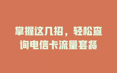 掌握这几招，轻松查询电信卡流量套餐