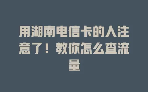 用湖南电信卡的人注意了！教你怎么查流量