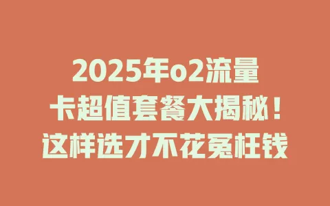 2025年o2流量卡超值套餐大揭秘！这样选才不花冤枉钱