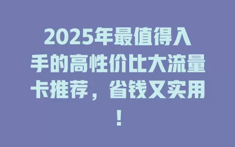 2025年最值得入手的高性价比大流量卡推荐，省钱又实用！