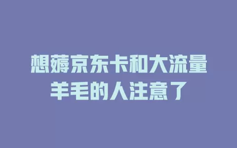 想薅京东卡和大流量羊毛的人注意了