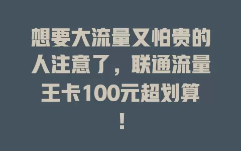 想要大流量又怕贵的人注意了，联通流量王卡100元超划算！