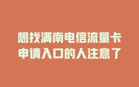 想找满南电信流量卡申请入口的人注意了