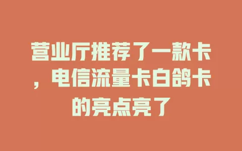 营业厅推荐了一款卡，电信流量卡白鸽卡的亮点亮了
