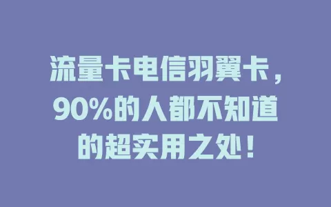 流量卡电信羽翼卡，90%的人都不知道的超实用之处！