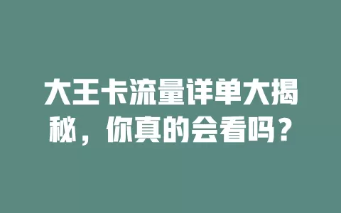 大王卡流量详单大揭秘，你真的会看吗？