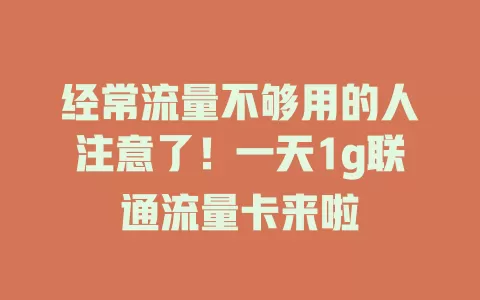 经常流量不够用的人注意了！一天1g联通流量卡来啦