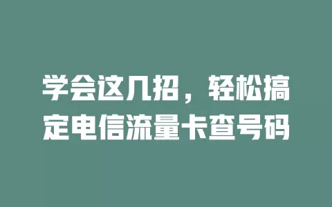 学会这几招，轻松搞定电信流量卡查号码