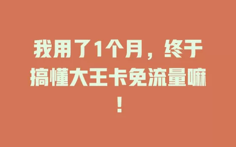 我用了1个月，终于搞懂大王卡免流量嘛！