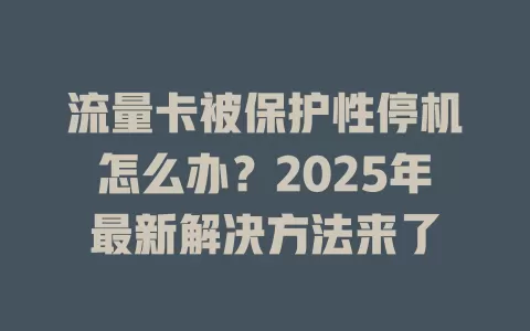 流量卡被保护性停机怎么办？2025年最新解决方法来了