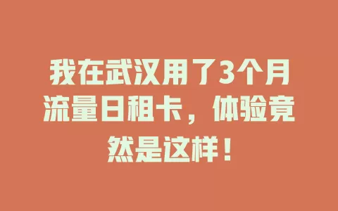 我在武汉用了3个月流量日租卡，体验竟然是这样！