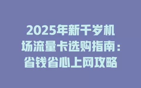 2025年新千岁机场流量卡选购指南:省钱省心上网攻略