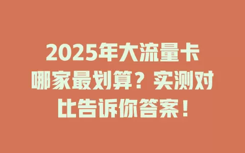 2025年大流量卡哪家最划算？实测对比告诉你答案！