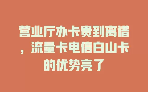 营业厅办卡贵到离谱，流量卡电信白山卡的优势亮了