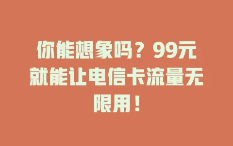 你能想象吗?99元就能让电信卡流量无限用!