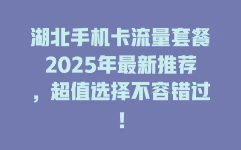 湖北手机卡流量套餐2025年最新推荐，超值选择不容错过！