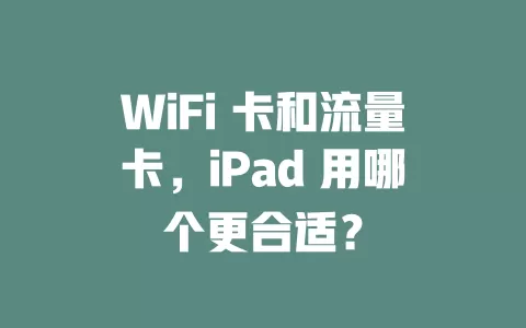 WiFi 卡和流量卡，iPad 用哪个更合适？