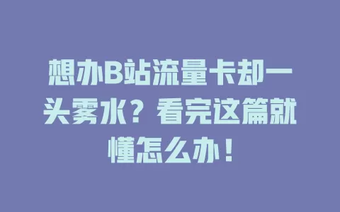 想办B站流量卡却一头雾水？看完这篇就懂怎么办！