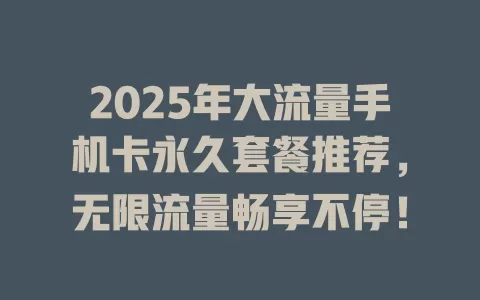 2025年大流量手机卡永久套餐推荐，无限流量畅享不停！