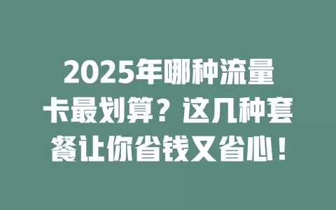 2025年哪种流量卡最划算？这几种套餐让你省钱又省心！