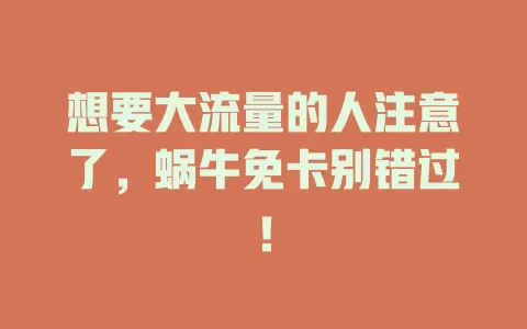 想要大流量的人注意了，蜗牛免卡别错过！