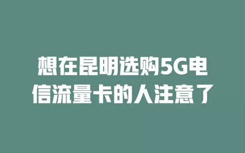 想在昆明选购5G电信流量卡的人注意了