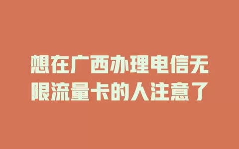 想在广西办理电信无限流量卡的人注意了