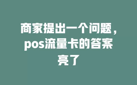 商家提出一个问题,pos流量卡的答案亮了