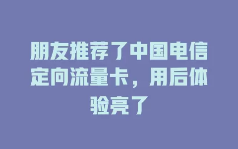 朋友推荐了中国电信定向流量卡，用后体验亮了