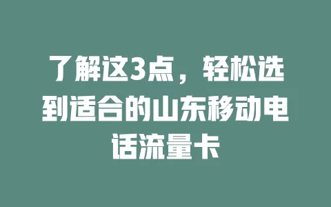 了解这3点，轻松选到适合的山东移动电话流量卡