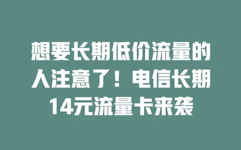想要长期低价流量的人注意了！电信长期14元流量卡来袭