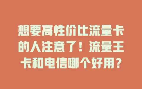 想要高性价比流量卡的人注意了！流量王卡和电信哪个好用？