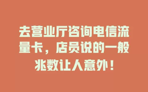 去营业厅咨询电信流量卡，店员说的一般兆数让人意外！