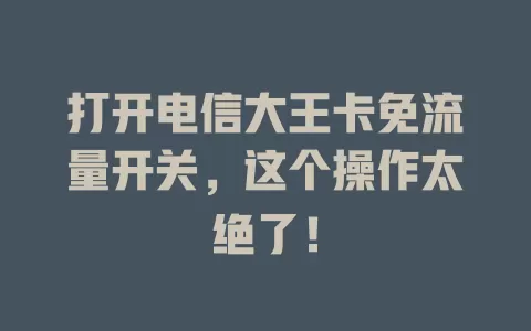打开电信大王卡免流量开关，这个操作太绝了！