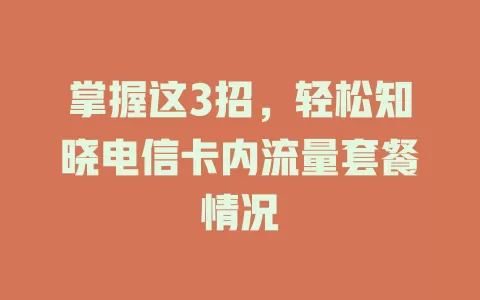 掌握这3招，轻松知晓电信卡内流量套餐情况